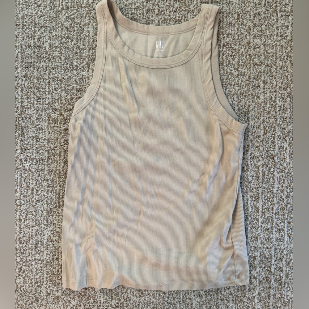 GAP Ribbed Tank Top in Light Beige